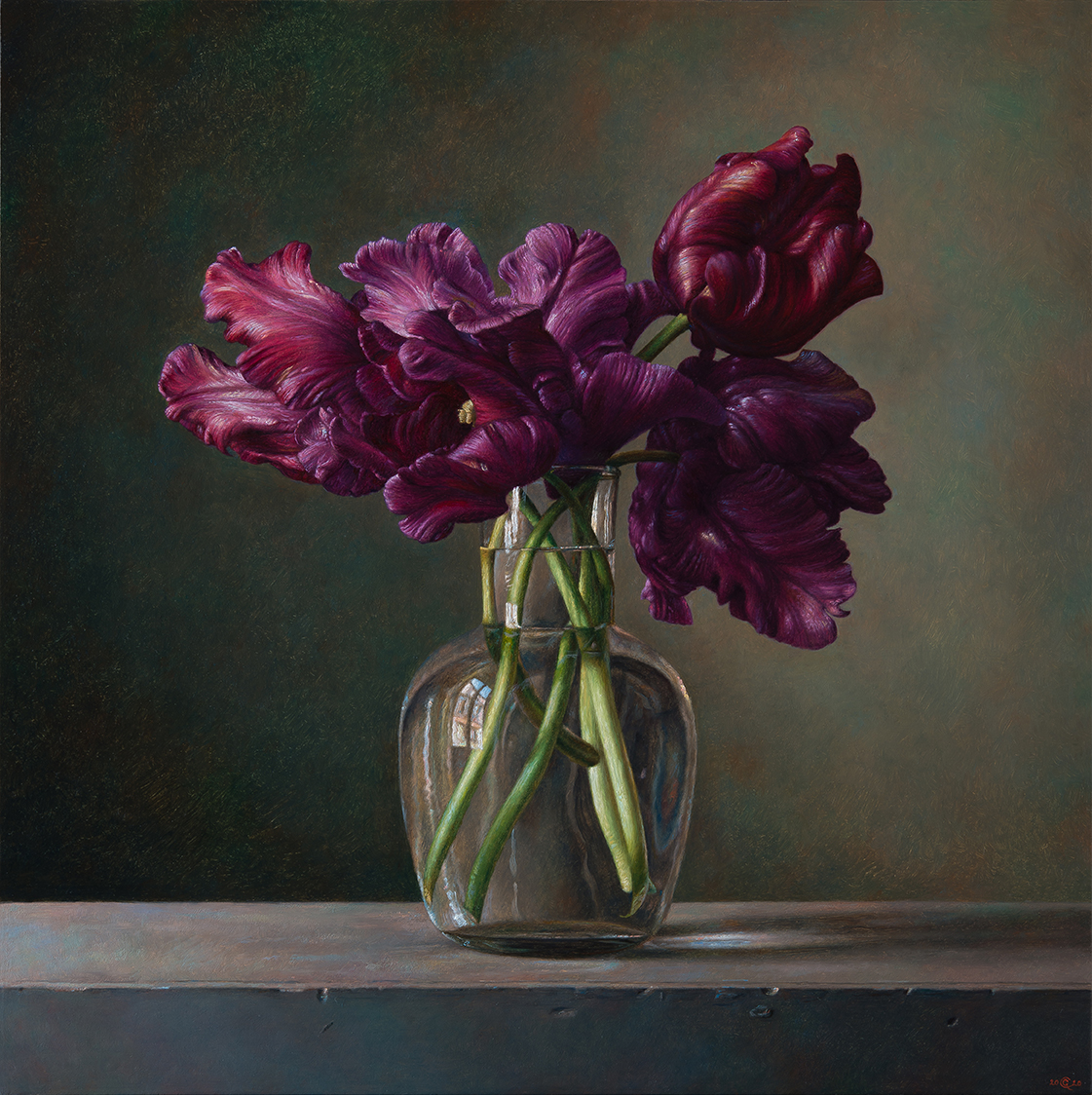 Black Tulips - 2020 olio su tavola cm 50x50 © Gianluca Corona