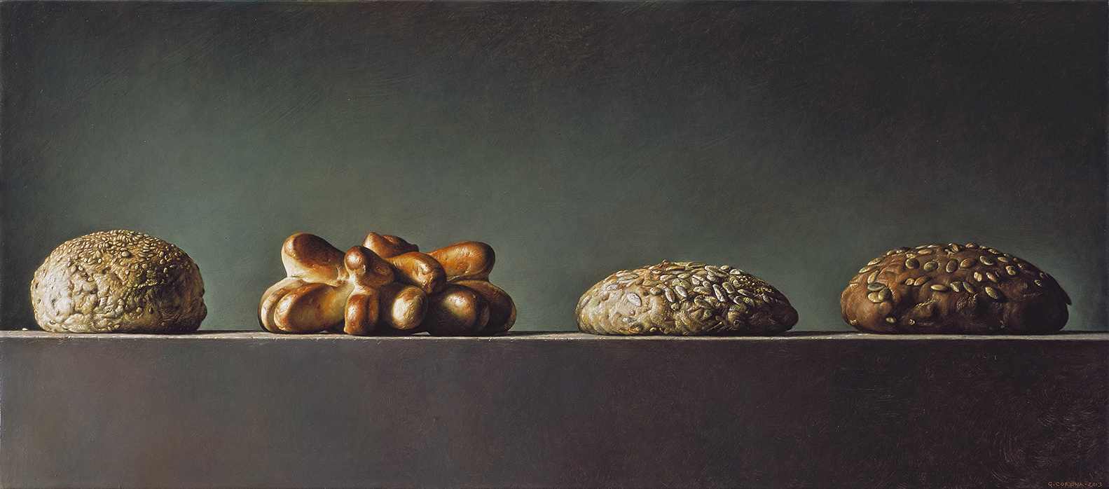 Bread Parade - 2013 olio su tavola incamottata cm 24,5x55 © Gianluca Corona