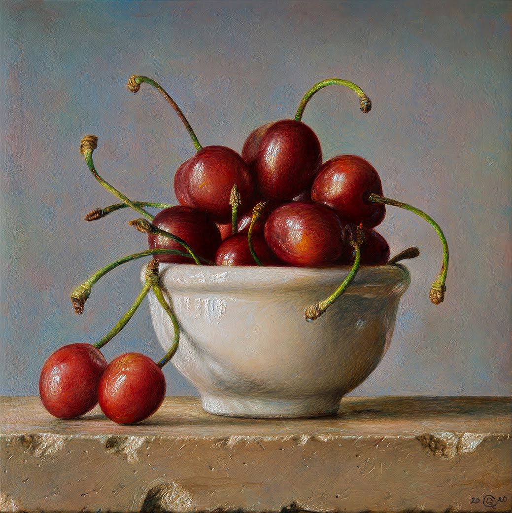 Cup of Cherries - 2020 olio su tavola cm 20x20 © Gianluca Corona