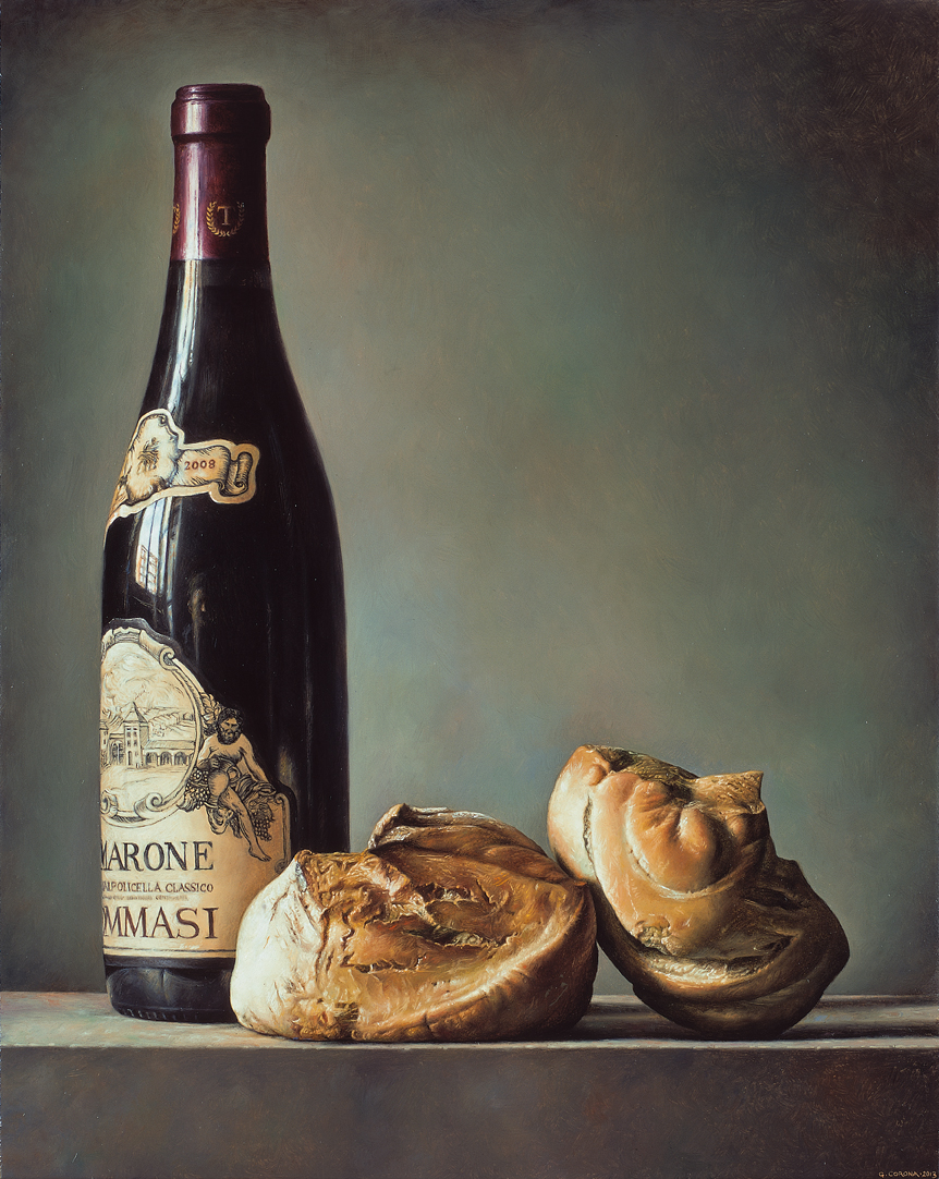 Pane e Vino - 2013 olio su tavola cm 32x40 © Gianluca Corona