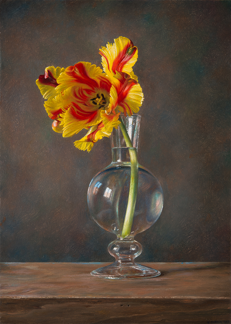 Parrot Tulip - 2017 olio su tavola cm 35x25 © Gianluca Corona
