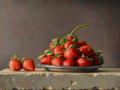 Piatto con fragole, omaggio a Coorte - 2022 olio su tavola cm 25x35 © Gianluca Corona